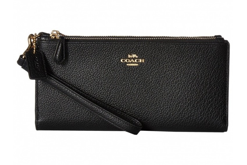 Coach Double Zip Wallet- Black