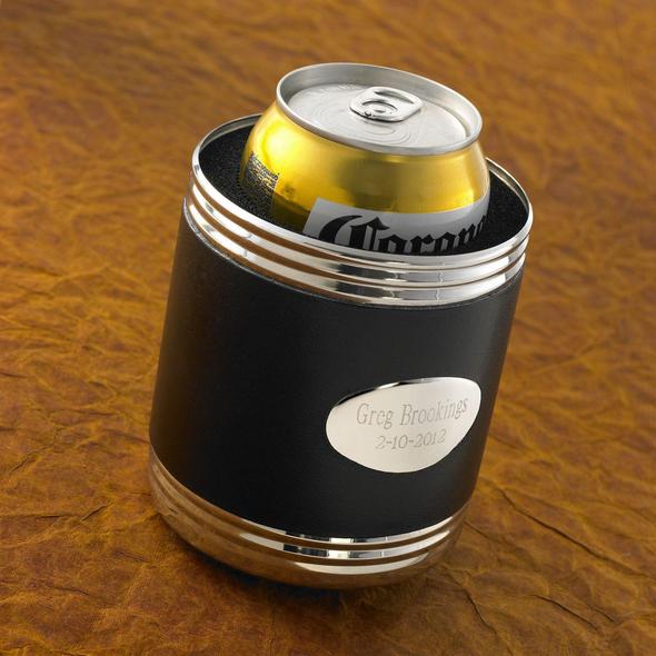 Black Leather Can Cooler