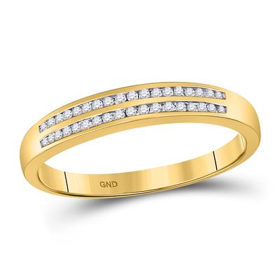 10kt Yellow Gold Mens Round Diamond Slender Double Row Band Ring 1/5 Cttw