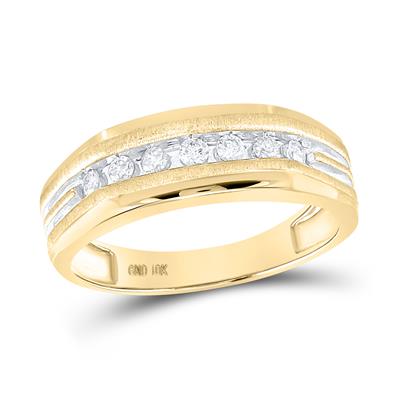 10kt White Gold Mens Round Diamond Wedding Single Row Band Ring 1/4 Cttw