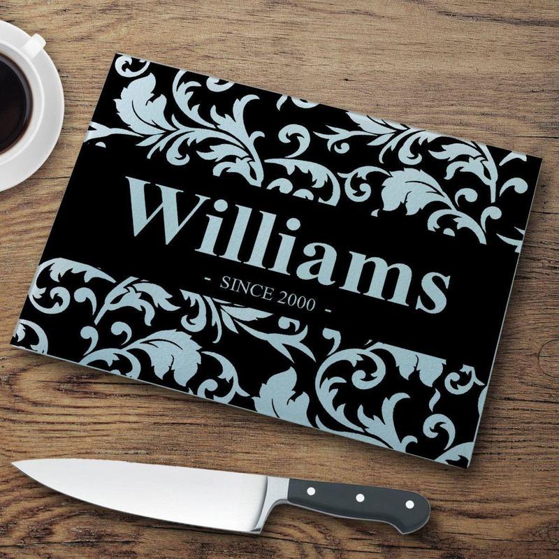 Personalized Floral Glass Cutting Board