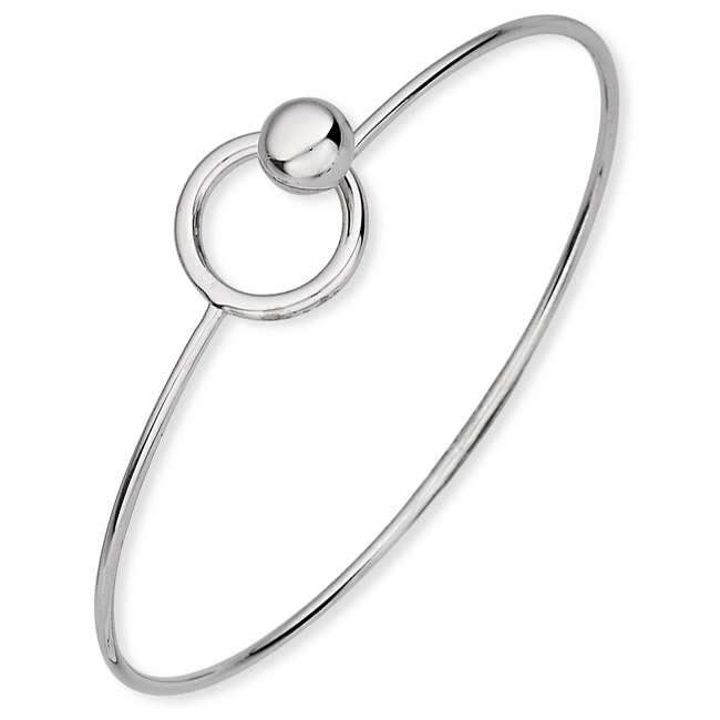Silver Bangle with Circle and Ball Latch