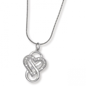 Silver CZ Interlocking Heart & Infinity Pendant