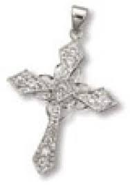 Antique Style Filigree Cross with Clear CZ Pendant