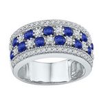 Sterling Silver Round Created Blue Sapphire Band Ring 2-3/8 Cttw