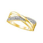 10k Yellow Gold Round Diamond Crossover Band Ring .02 Cttw