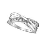 10k White Gold Round Diamond Crossover Band Ring .02 Cttw