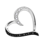 Sterling Silver Womens Round Black Color Enhanced Diamond Simple Heart Pendant 1/20 Cttw