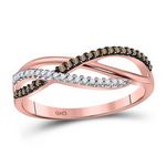 10k Rose Gold Round Brown Diamond Band Ring 1/6 Cttw