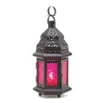 Dark Pink Glass Candle Lantern