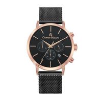NOE - Men%27s Giorgio Milano Rose Gold Tone with Black Stainless Steel Mesh Band