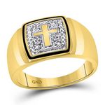 10kt Yellow Gold Mens Round Diamond Cross Band Ring .02 Cttw