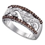 10k White Gold Round Brown Diamond Floral Band Ring 1/2 Cttw