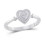 10k White Gold Womens Round Diamond Heart Cluster Ring 1/10 Cttw