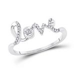 10kt White Gold Womens Round Diamond Love Band Ring 1/12 Cttw