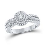 10k White Gold Round Diamond Bridal Wedding Ring Set 1/3 Cttw