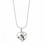 Silver Open Heart with Nano Green Humming Bird and Flower