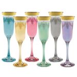 Muticolor Flutes Set of 6 with Gold Band