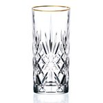 Siena Collection Set of 4 Crystal Water, Beverage, or Ice tea Glass with gold band design
