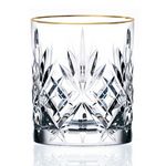 Siena Collection Set of 4 Crystal Double Old Fashion Glasses w/gold band design