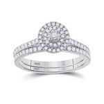 10k White Gold Round Diamond Bridal Wedding - Ring Set 1/3 Cttw