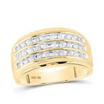 10k Yellow Gold Round Diamond Triple Row Band Ring 1/2 Cttw