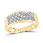 10k Yellow Gold Round Diamond Micropave Wedding Band 1/3 Cttw