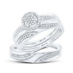 Sterling Silver Diamond Matching Wedding Ring Set 1/4 Cttw
