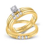 10k Yellow Gold Round Diamond Solitaire Matching Wedding Ring Set 1/4 Cttw