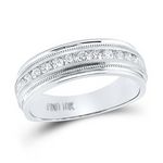 10k White Gold Round Diamond Wedding Single Row Band Ring 1/2 Cttw