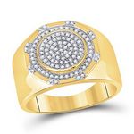 10k Yellow Gold Round Diamond Statement Cluster Ring 1/3 Cttw