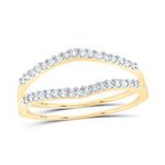 14k Yellow Gold Round Diamond Ring Guard Wrap Enhancer Wedding Band 1/4 Cttw