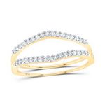 14k Yellow Gold Round Diamond Ring Guard Wrap Enhancer Wedding Band 1/4 Cttw