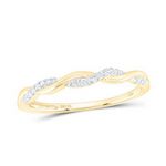 10k Yellow Gold Round Diamond Twist Stackable Band Ring 1/12 Cttw
