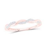 10k Rose Gold Round Diamond Twist Stackable Band Ring 1/12 Cttw