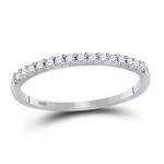 14k White Gold Round Diamond Wedding Single Row Band 1/6 Cttw Size 5