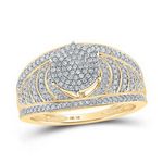 10k Yellow Gold Diamond Striped Bridal Engagement Ring 1/2 Cttw