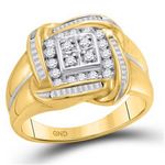 10k Yellow Gold Round Diamond Square Cluster Ring 1/2 Cttw