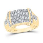 10k Yellow Gold Round Diamond Statement Cluster Ring 1/2 Cttw