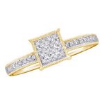 10k Yellow Gold Round Diamond Square Cluster Ring 1/10 Cttw