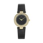 PALMIRA - Women%27s Giorgio Milano Stainless Steel IP Gold with Black Leather Strap