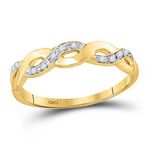 10k Yellow Gold Round Diamond Woven Twist Band Ring 1/12 Cttw