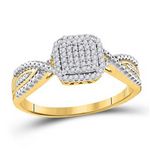 10k Yellow Gold Round Diamond Square Cluster Ring 1/6 Cttw