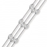 Silver Rhodium Triple Strand Moon Bead Bracelet