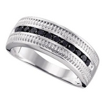 Sterling Silver Mens Round Black Color Enhanced Diamond Roped Band Ring 1/2 Cttw