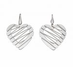 Silver Open Heart with Diamond Cut Wrapped Wire Design Earrings